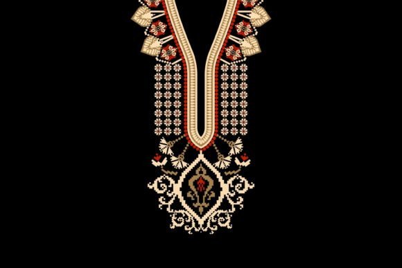 Beautiful Knitted Neckline Embroidery