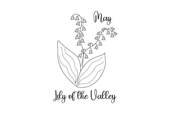 Birth Month Flowers - May - Lily of the Valley - Line Art