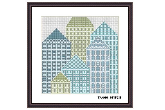 Skyscraper Houses Silhouette Embroidery for Boutique Apparel
