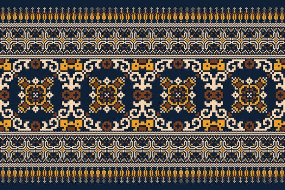 Thai Floral Cross Stitch Embroidery for Holiday Products