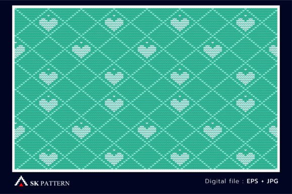 White and Green Heart Embroidery Pattern